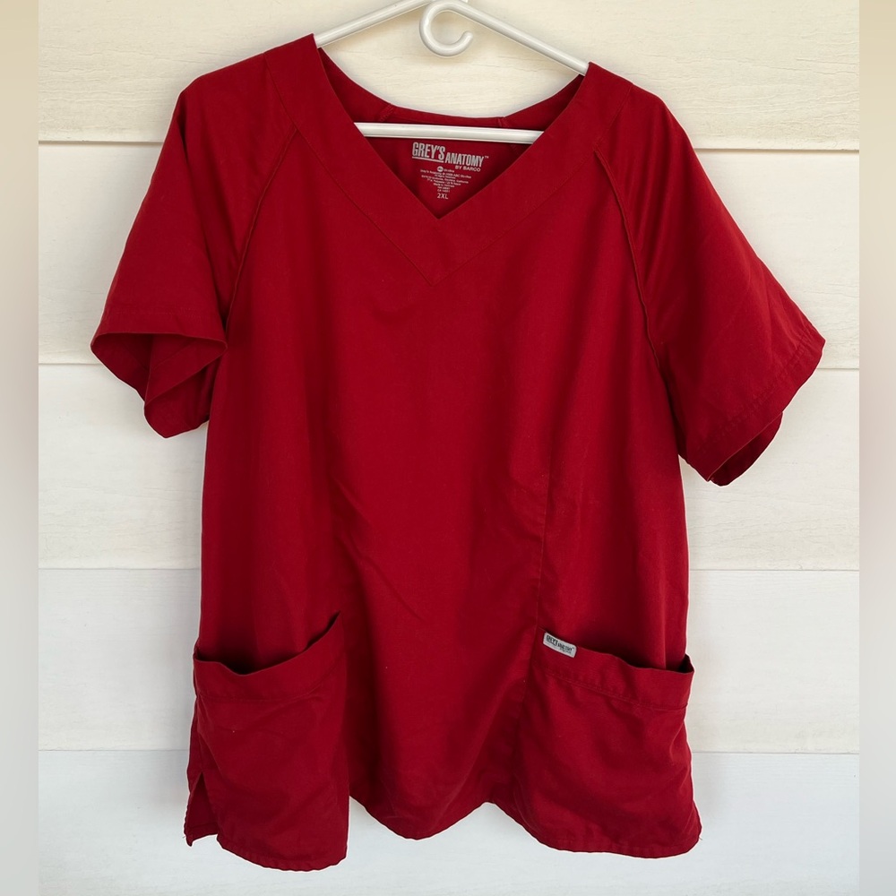 Women’s 2XL Red Grey’s Anatomy Scrub Top